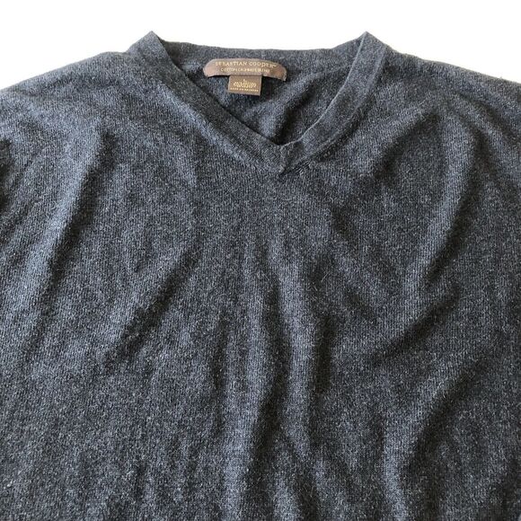 Sebastian Cooper Men’s Cotton Cashmere Blend V-Neck Pullover Sweater Size Large - Picture 9 of 11